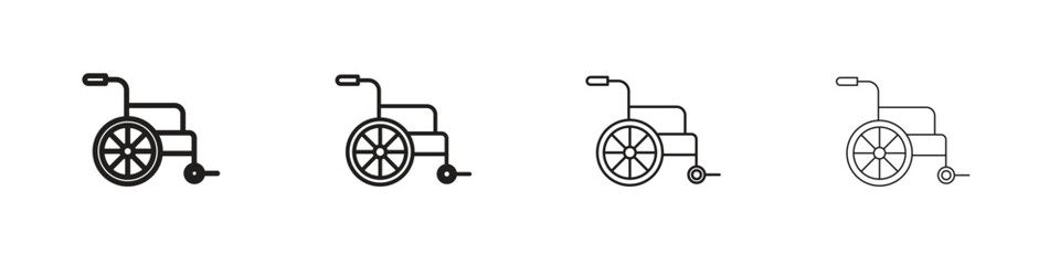 Wheelchair icons. thin line symbols in strokes