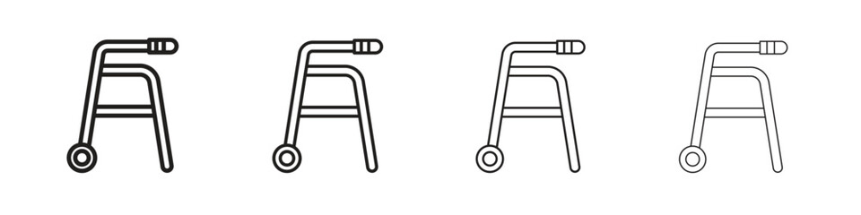 Walker icons. thin line symbols in strokes