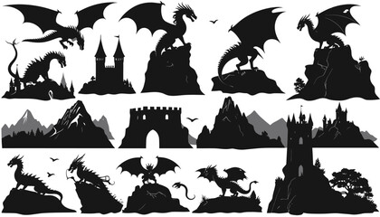 Silhouette Dragons & Castles A Collection of Majestic Fantasy Illustrations