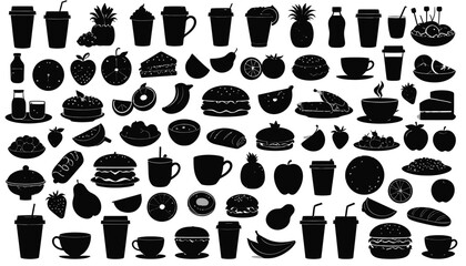 Silhouette Food and Beverages Collection An array of delicious treats and drinks, perfect for design needs