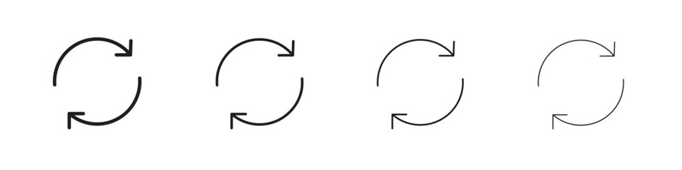 Synchronization icons. thin line symbols in strokes