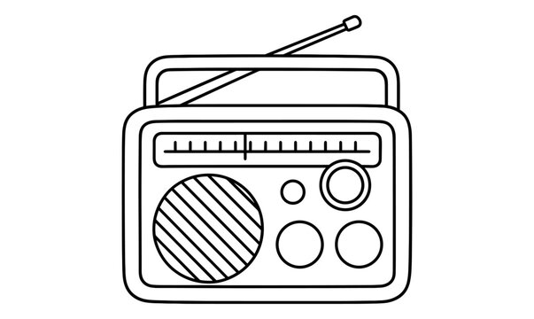 Retro radio coloring page for creative kids activities and art projects