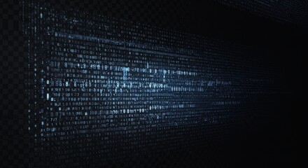 Coding screen with binary numbers, glowing holographic effect, IT software concept, isolated PNG