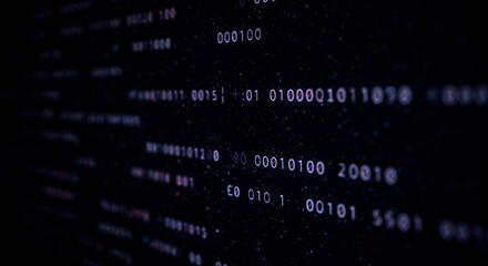 Coding screen with binary numbers, glowing holographic effect, IT software concept, isolated PNG