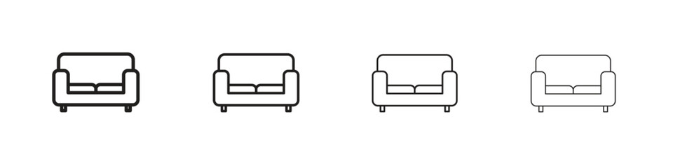 Sofa icons. thin line symbols in strokes