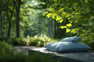 beautiful bed nestled in serene natural setting integrating realtime sleep biorhythms