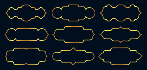 Golden ramadan islamic frames outline borders shapes rectangular