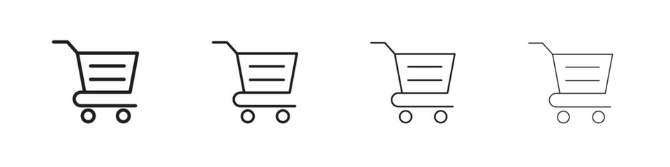 Shopping cart icons. thin line symbols in strokes © Hestia