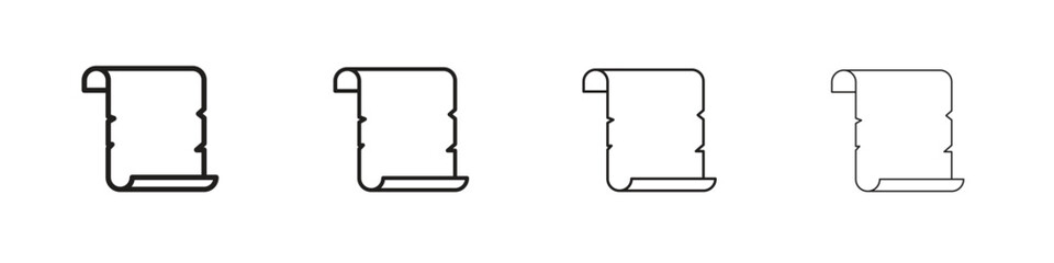 Scroll paper icons. thin line symbols in strokes