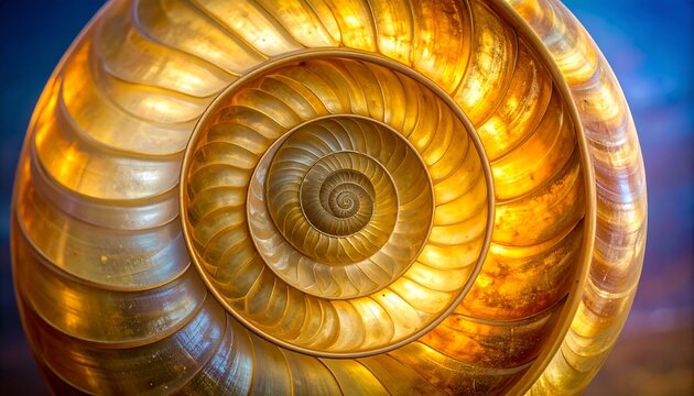 Golden spiral shell close-up