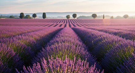 Obraz premium Lavender Field in Provence at Sunrise