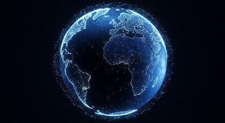 Obraz premium Digital network globe with data connections, futuristic IT concept, isolated PNG style