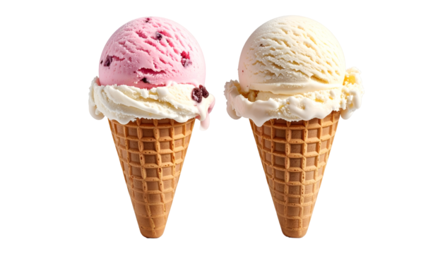Two Scoops of Ice Cream in Waffle Cones