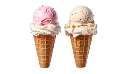 Two Scoops of Ice Cream in Waffle Cones