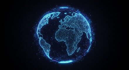 Digital network globe with data connections, futuristic IT concept, isolated PNG style
