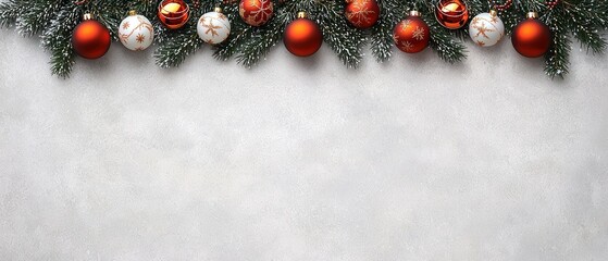 Christmas ornaments on a light gray surface