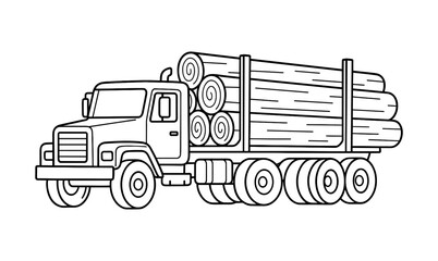 Log truck coloring page for kids and adults – fun and educational activity for creative expression