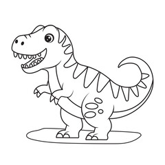 Cute dinosaur coloring book for kids. A hand-drawn tyrannosaurus isolated on a white background. Vector illustration