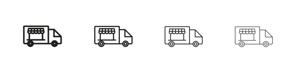 Food truck icons. thin line symbols in strokes