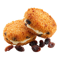 Cheese patties with raisin on transpart background