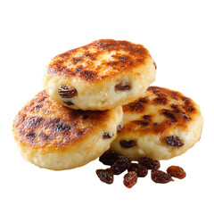 Cheese patties with raisin on transpart background