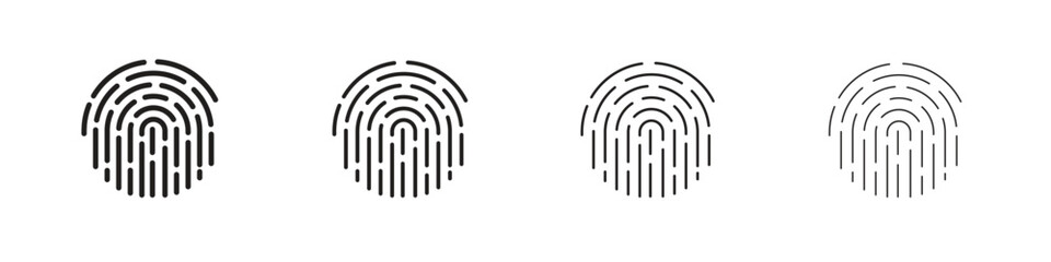 Fingerprint icons. thin line symbols in strokes
