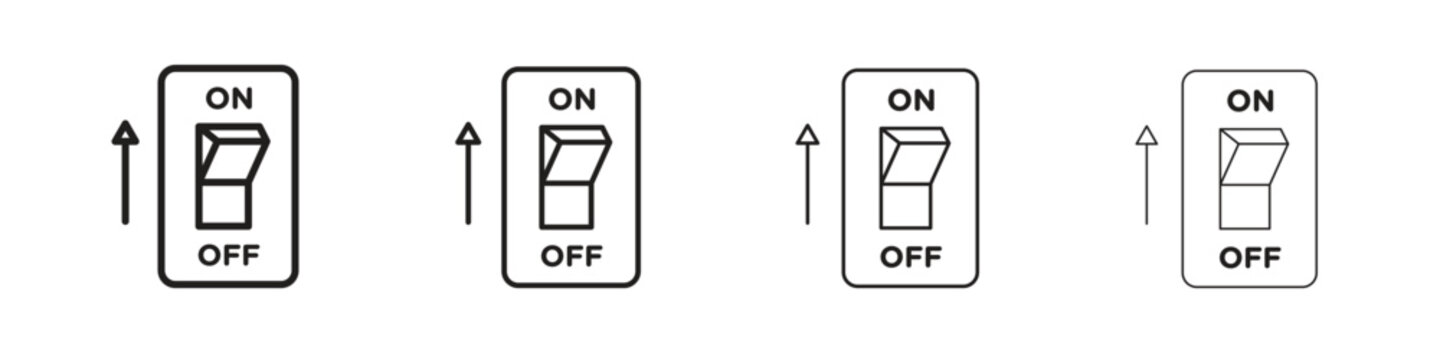 Electric switch icons. thin line symbols in strokes