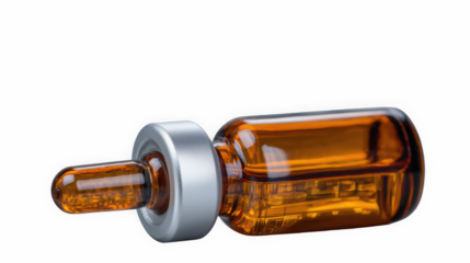 Amber vial lying sideways right copy space