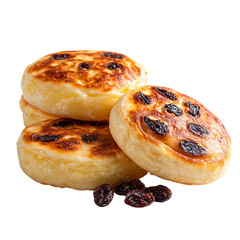 Cheese patties with raisin on transpart background