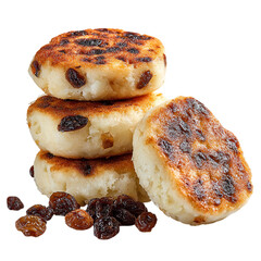 Cheese patties with raisin on transpart background
