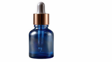 Blue patterned dropper bottle with right copy space