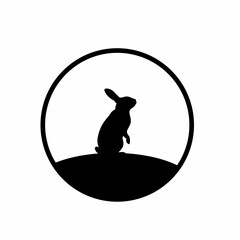 Rabbit silhouette Logo in vector Illustration. Mulri purpose for template,  festive decorations, postcards, shop, logos