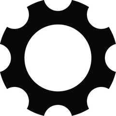Simple Black Gear Icon Vector Illustration - Cogwheel Symbol for Settings and Mechanics