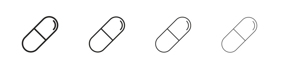 Capsule icons. thin line symbols in strokes