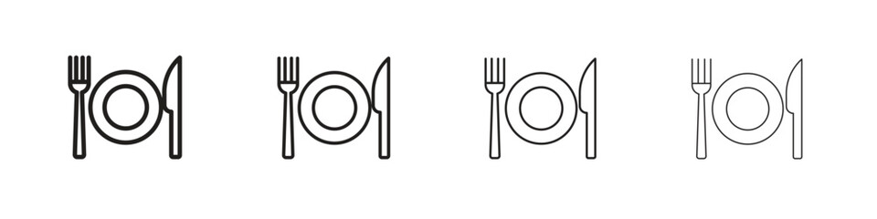 Canteen icons. thin line symbols in strokes