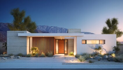 Fototapeta premium Modern Desert Home Architectural Rendering