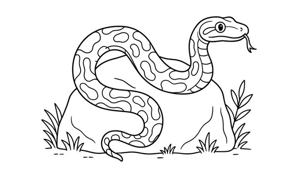 Boa constrictor outline illustration for nature and wildlife education