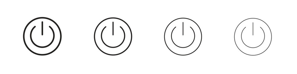 Button on off icons. thin line symbols in strokes