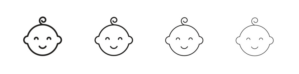 Baby icons. thin line symbols in strokes