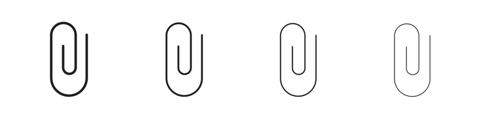 Attachment clip icons. thin line symbols in strokes