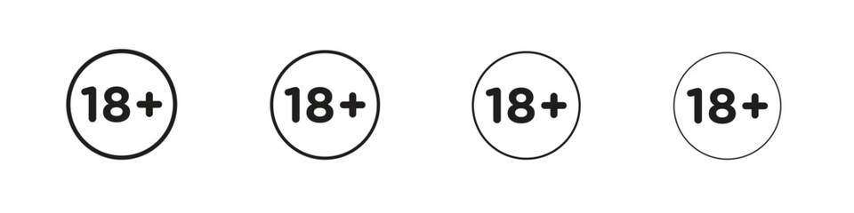18 Plus icons. thin line symbols in strokes