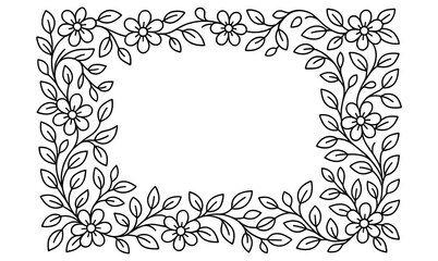 Elegant floral coloring border design for creative projects and decorative prints