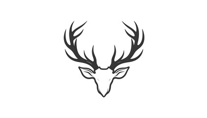 Obraz premium A stylized graphic illustration of a deer's head and antlers, showcasing a simple, elegant design.