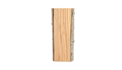 Vertical wooden plank with bark