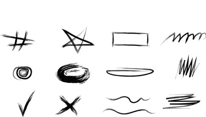 Grunge Hand Drawn Marker and Brush Strokes.