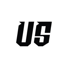 US monogram logo design letter text name symbol monochrome logotype alphabet character simple logo