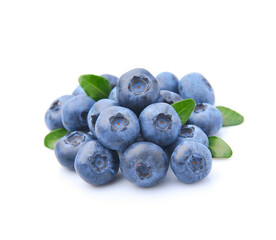 Sweet blueberries with leaves