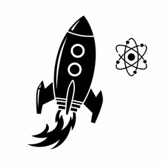 Fototapeta premium Rocket and Atom Symbol 