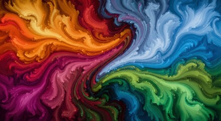 Mesmerizing blend of vibrant colors in a fluid, abstract pattern, creating a dynamic backdrop.