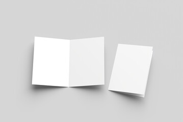 Bi-fold brochure mockup on a light gray background. 